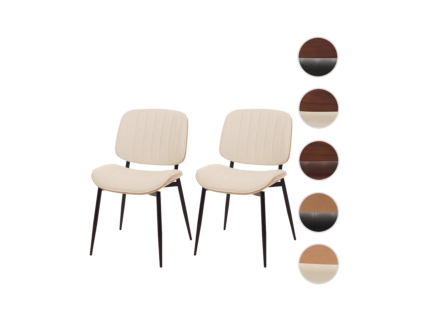 Chaise de salle à manger MCW-O44 (lot de 2),  naturel, blanc