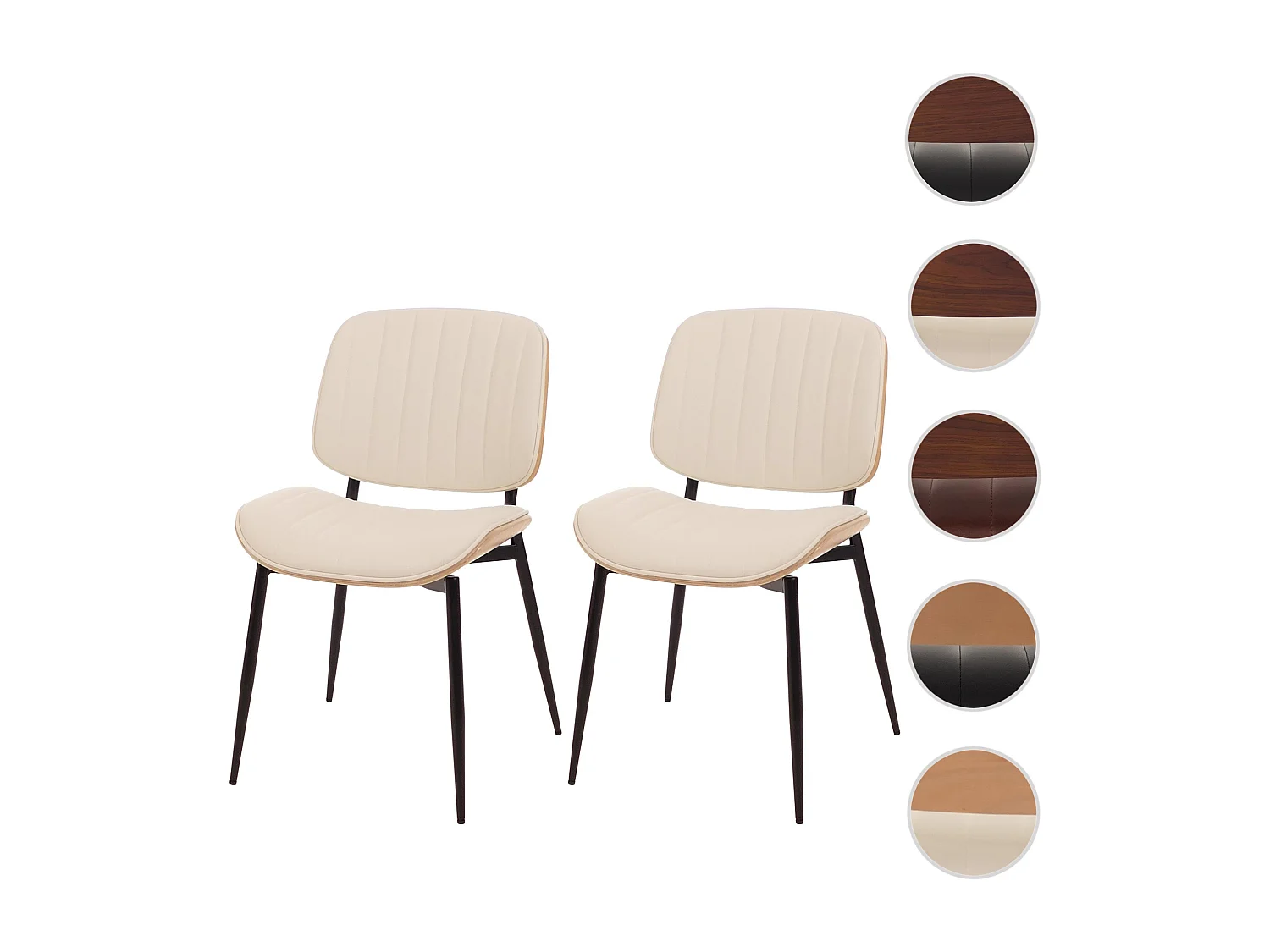 Chaise de salle à manger MCW-O44 (lot de 2),  naturel, blanc