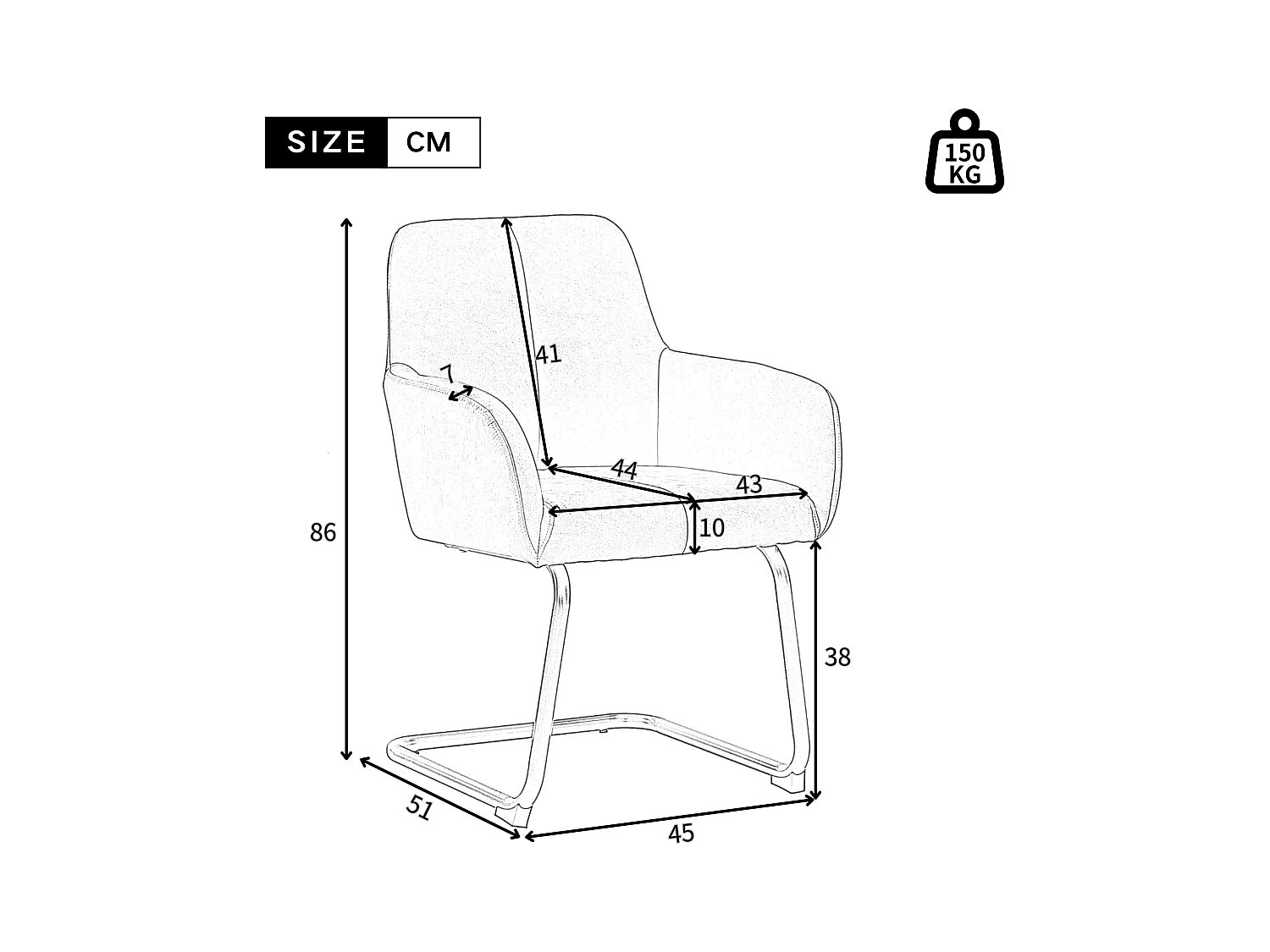 Lot de 2 chaises cantilever avec accoudoirs, revêtement en simili gris, pieds en métal argenté