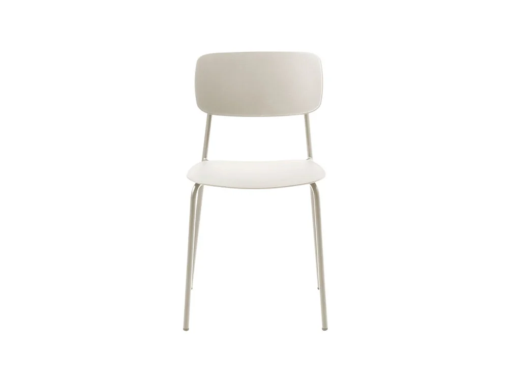 Elin - Lot de 4 chaises en plastique et métal - Beige