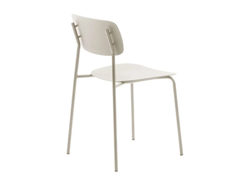 Elin - Lot de 4 chaises en plastique et métal - Beige