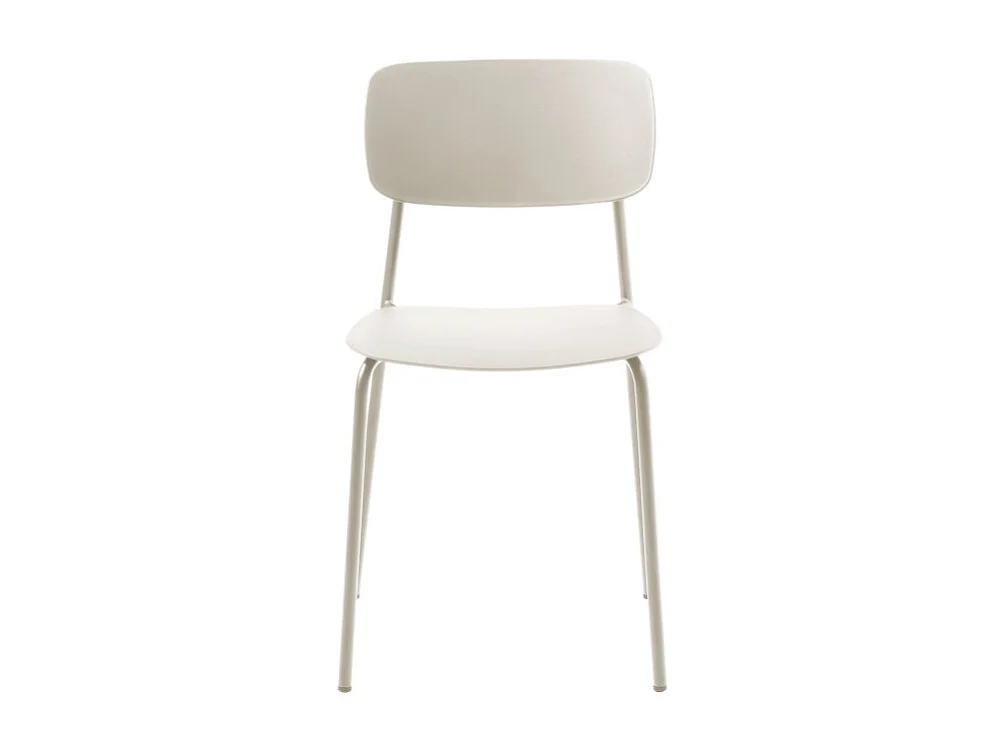 Elin - Lot de 4 chaises en plastique et métal - Beige