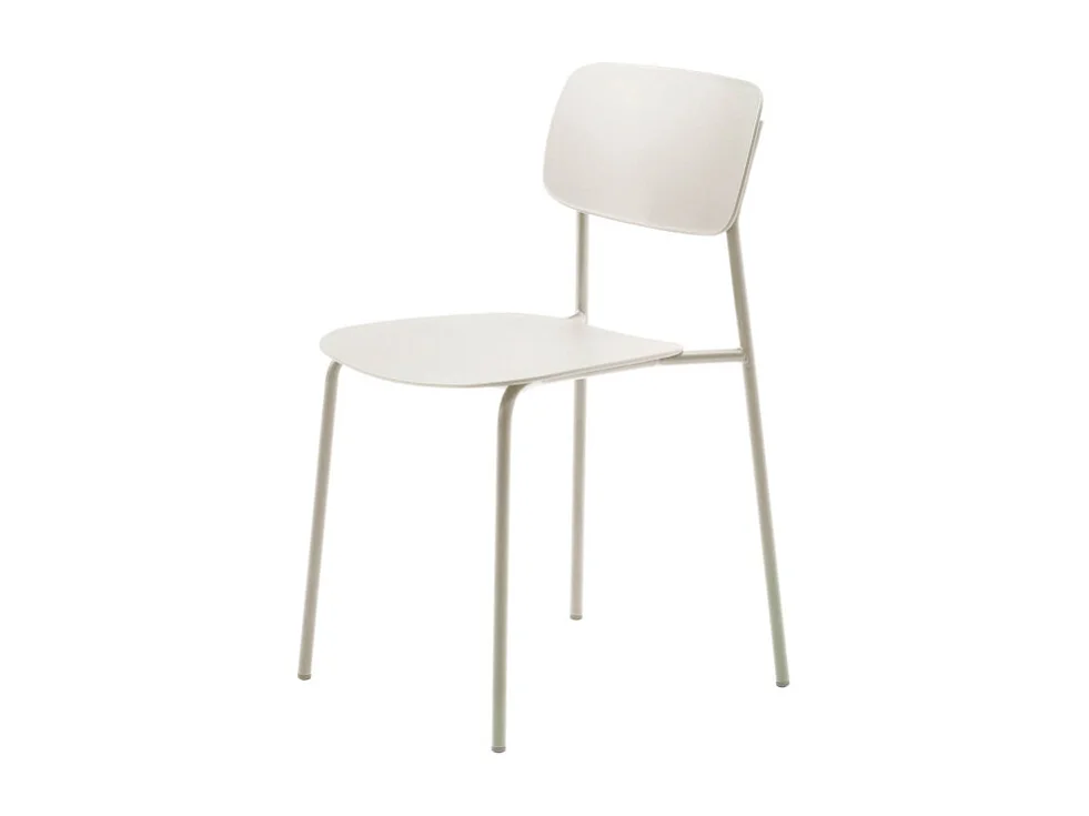 Elin - Lot de 4 chaises en plastique et métal - Beige
