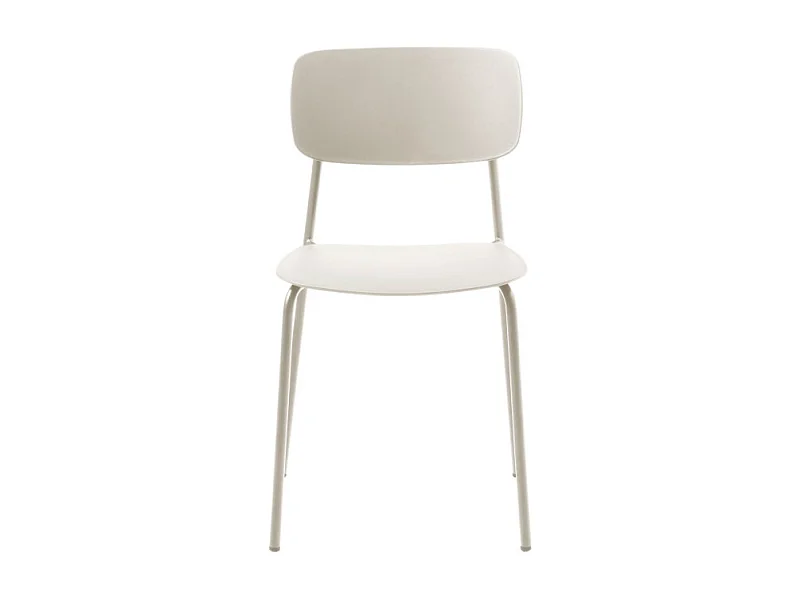 Elin - Lot de 4 chaises en plastique et métal - Beige