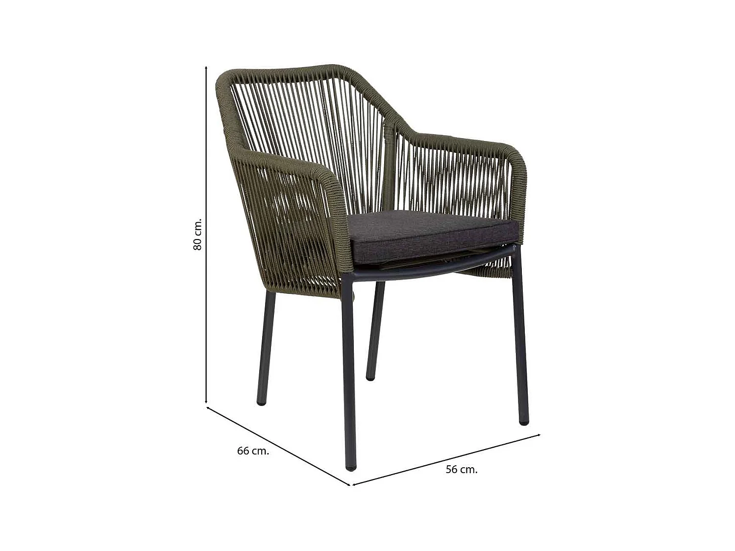 Chaise en rotin synthétique vert 56x66x80