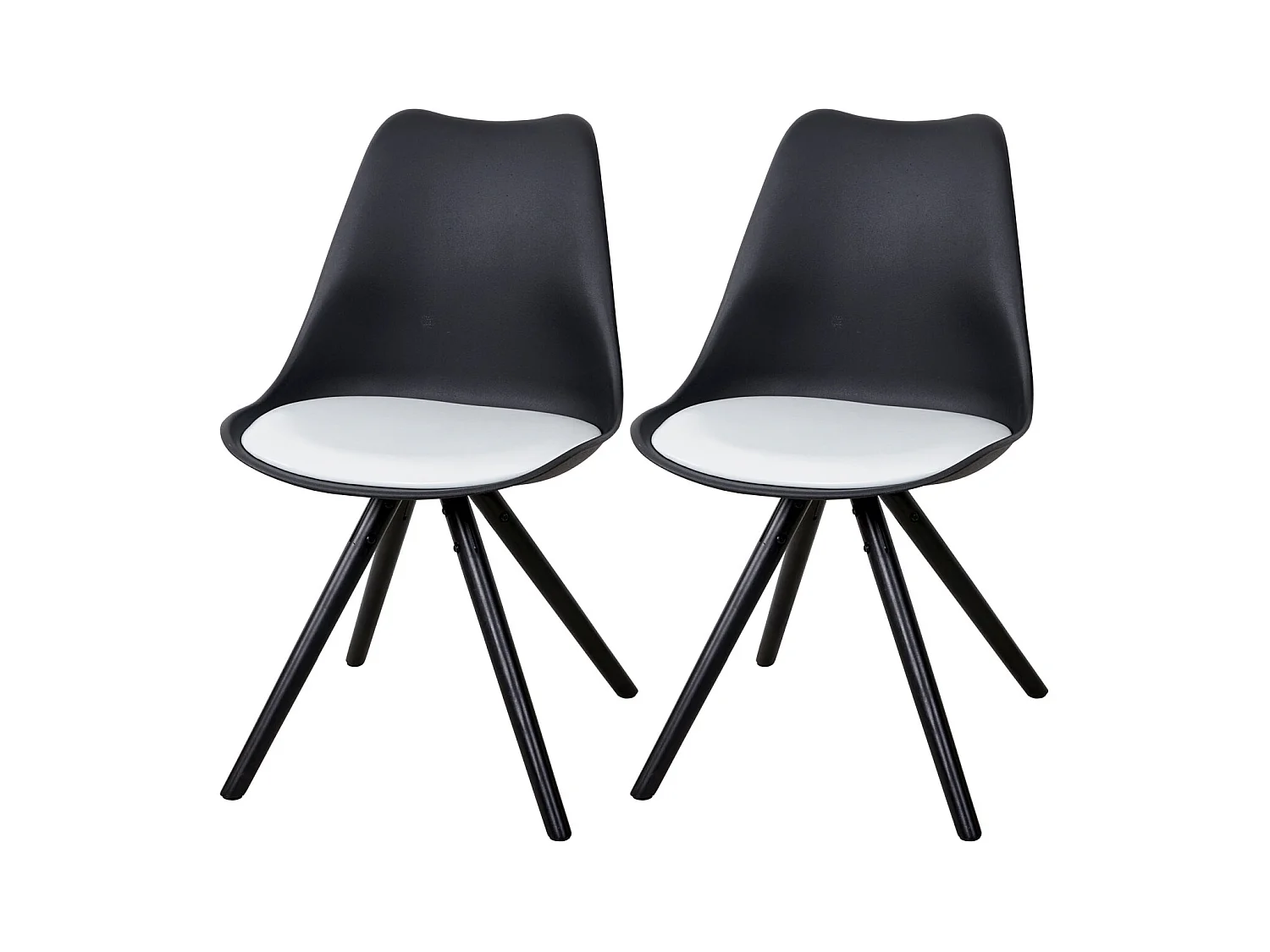 Esszimmerstuhl Vaasa T501 (2er-Set), Schwarz, Sitzfläche Kunstleder weiß, dunkle Beine