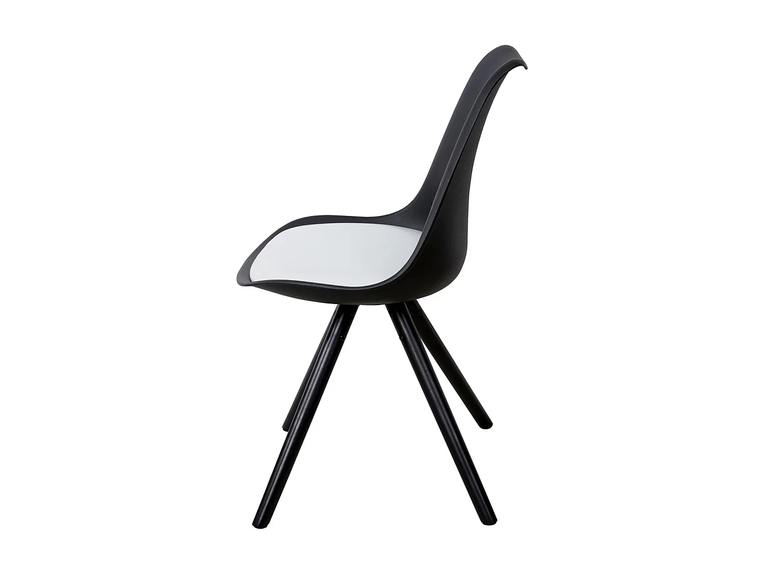 Esszimmerstuhl Vaasa T501 (2er-Set), Schwarz, Sitzfläche Kunstleder weiß, dunkle Beine