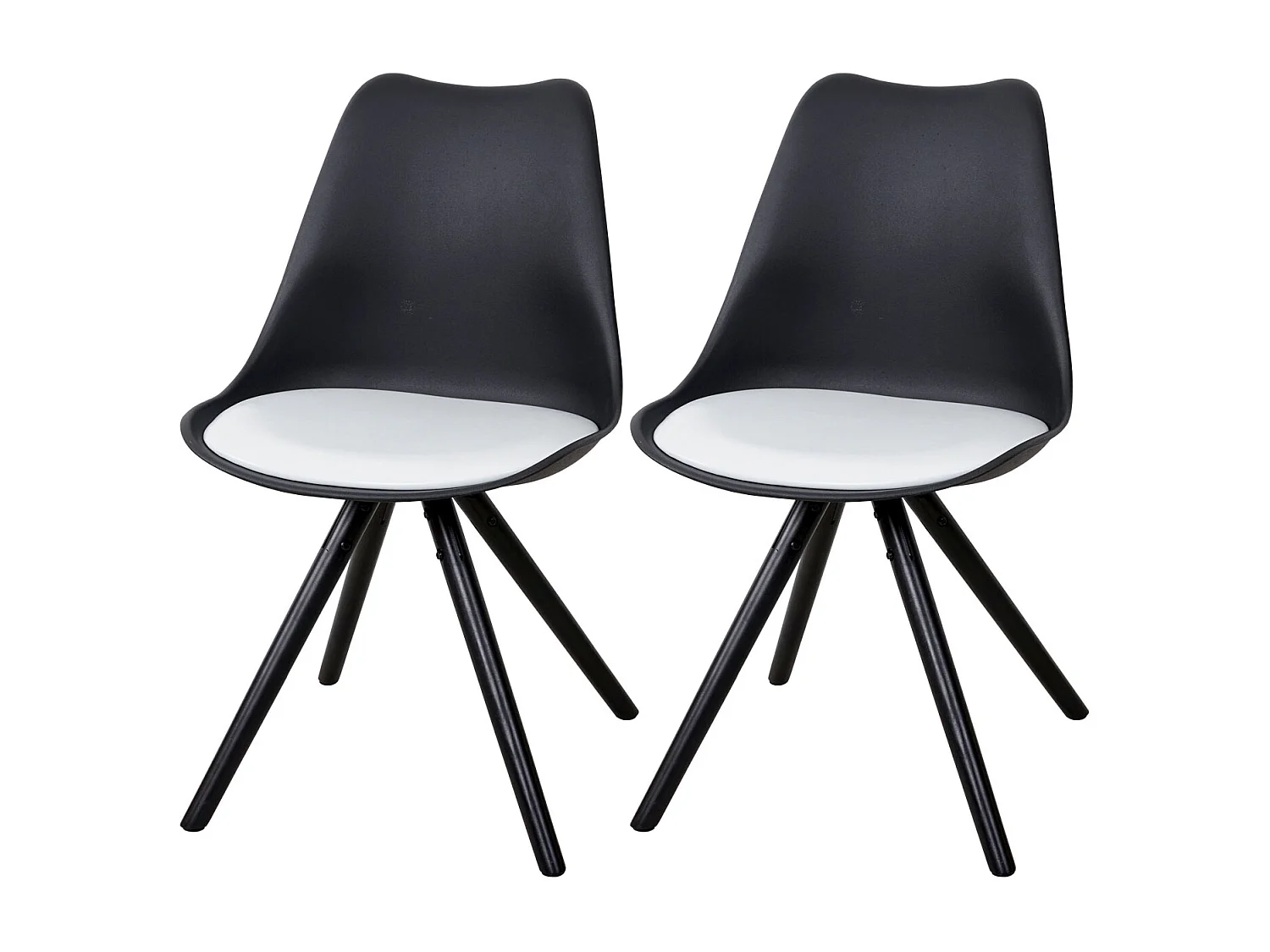 Serie Malmoe set 2x sedie sala da pranzo T501 legno massiccio ecopelle nero bianco piedi scuri