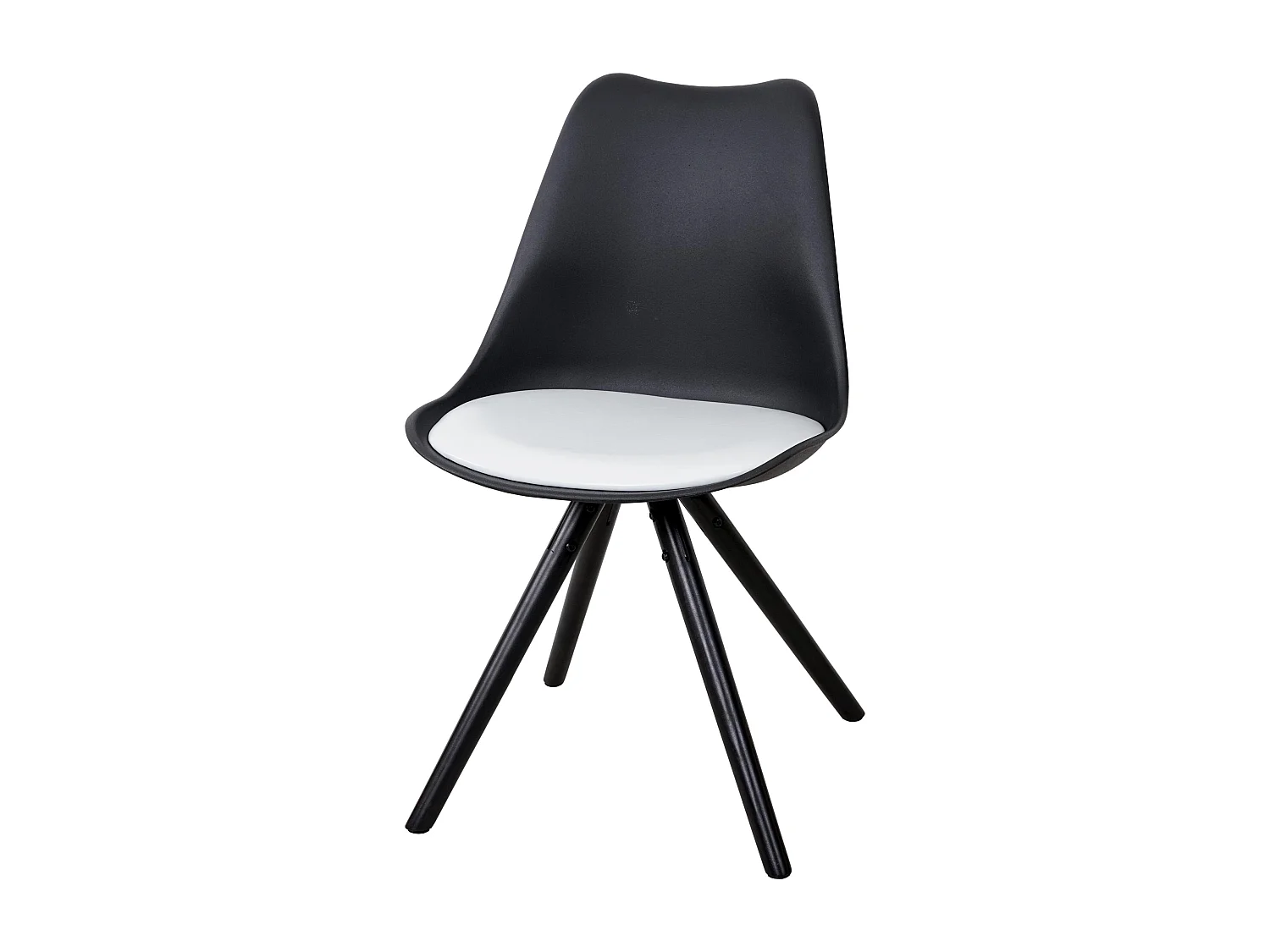 Serie Malmoe set 2x sedie sala da pranzo T501 legno massiccio ecopelle nero bianco piedi scuri