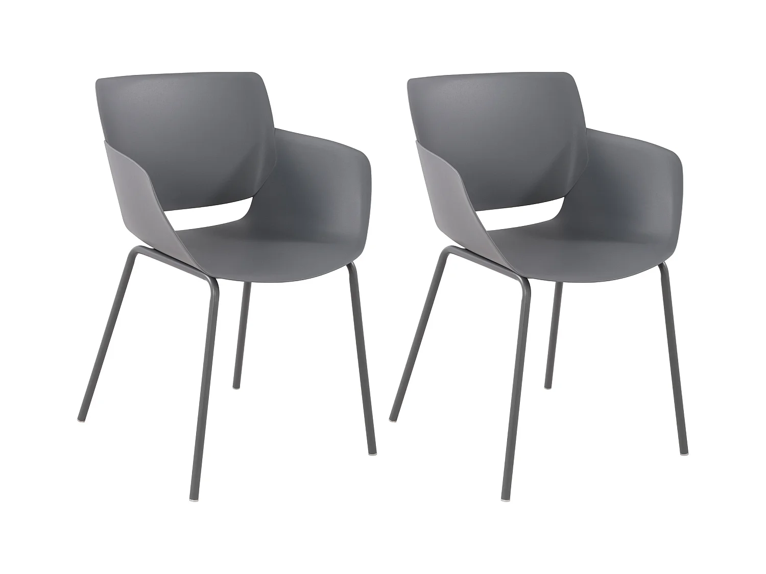 Lot de 2  chaise salle à manger - Plastique - Gris foncé - Alpena