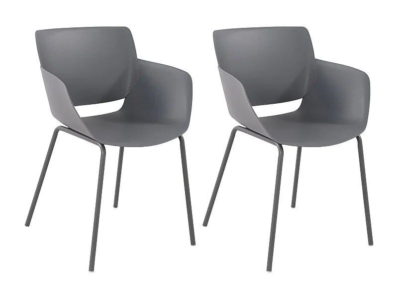 Lot de 2  chaise salle à manger - Plastique - Gris foncé - Alpena