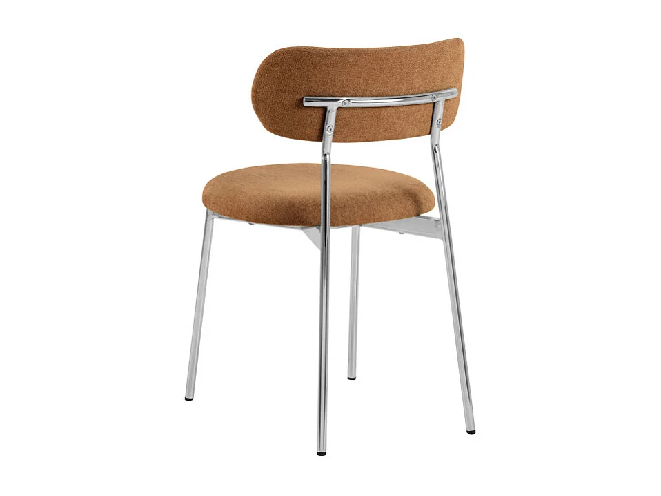 Elli - Lot de 2 chaises en tissu pieds chrome - Terracotta