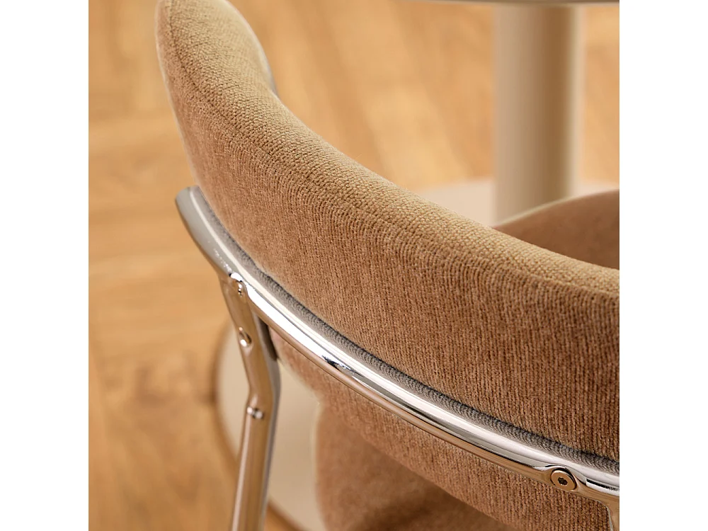 Elli - Lot de 2 chaises en tissu pieds chrome - Terracotta