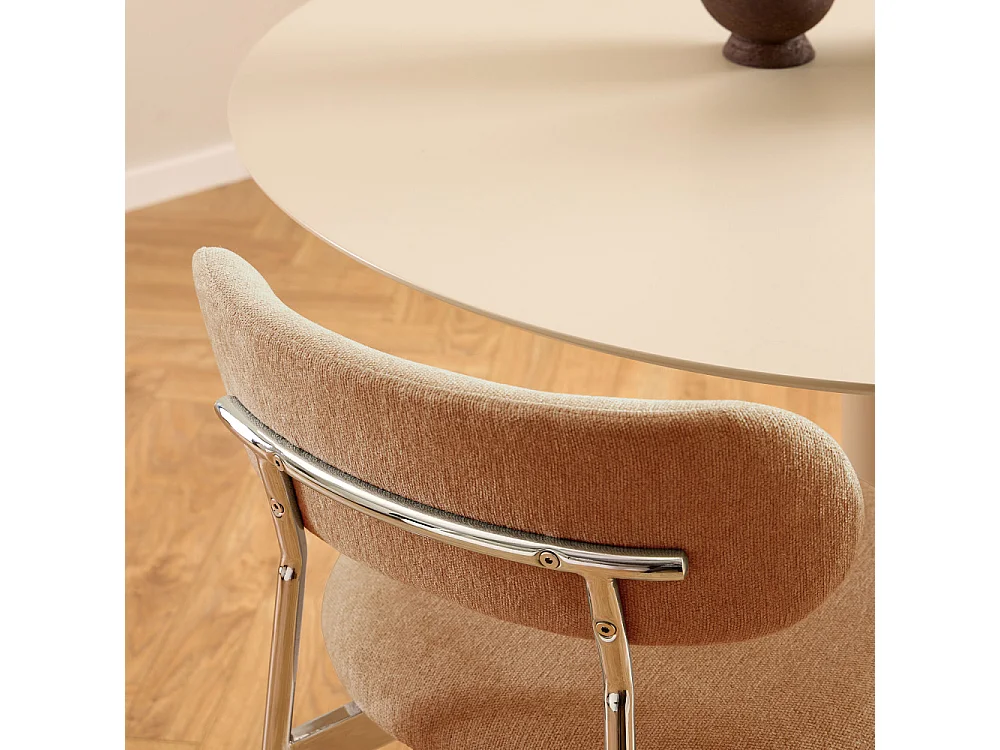 Elli - Lot de 2 chaises en tissu pieds chrome - Terracotta