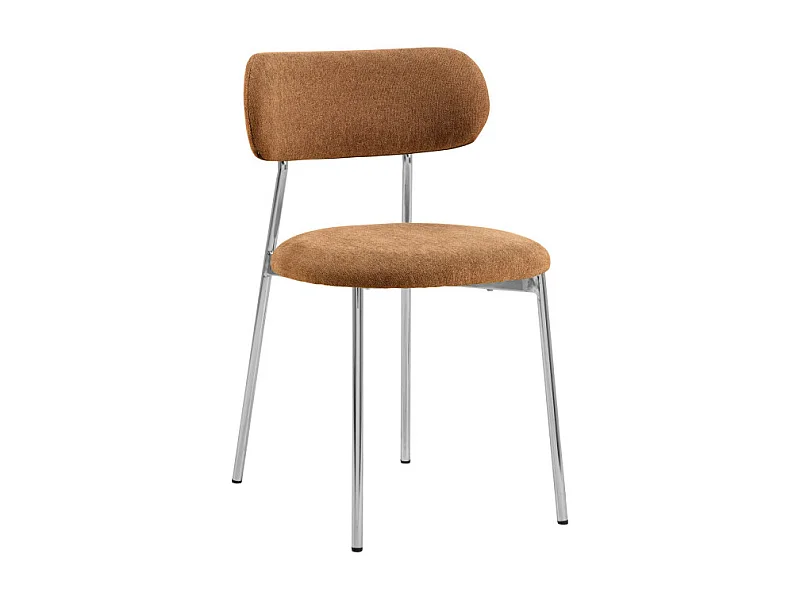 Elli - Lot de 2 chaises en tissu pieds chrome - Terracotta