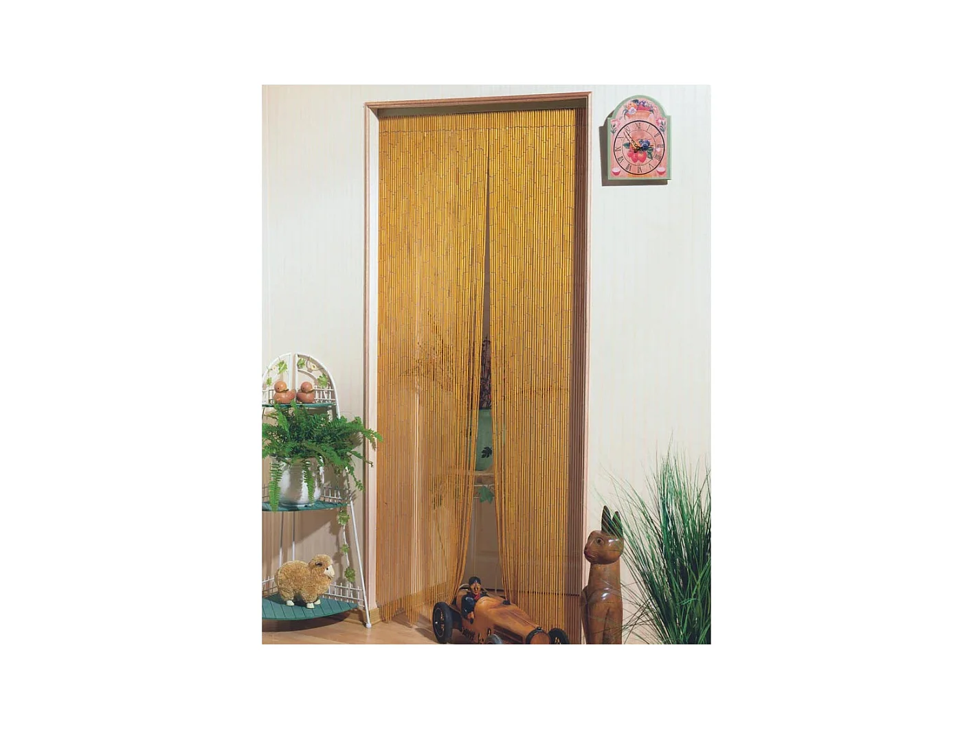 Cortina de palos de bambú barnizados 100 x 220 cm