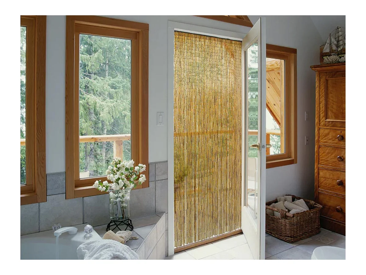 Cortina de palos de bambú barnizados 100 x 220 cm