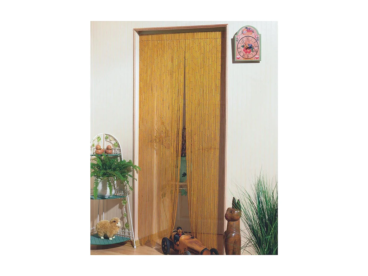 Cortina de palos de bambú barnizados 100 x 220 cm