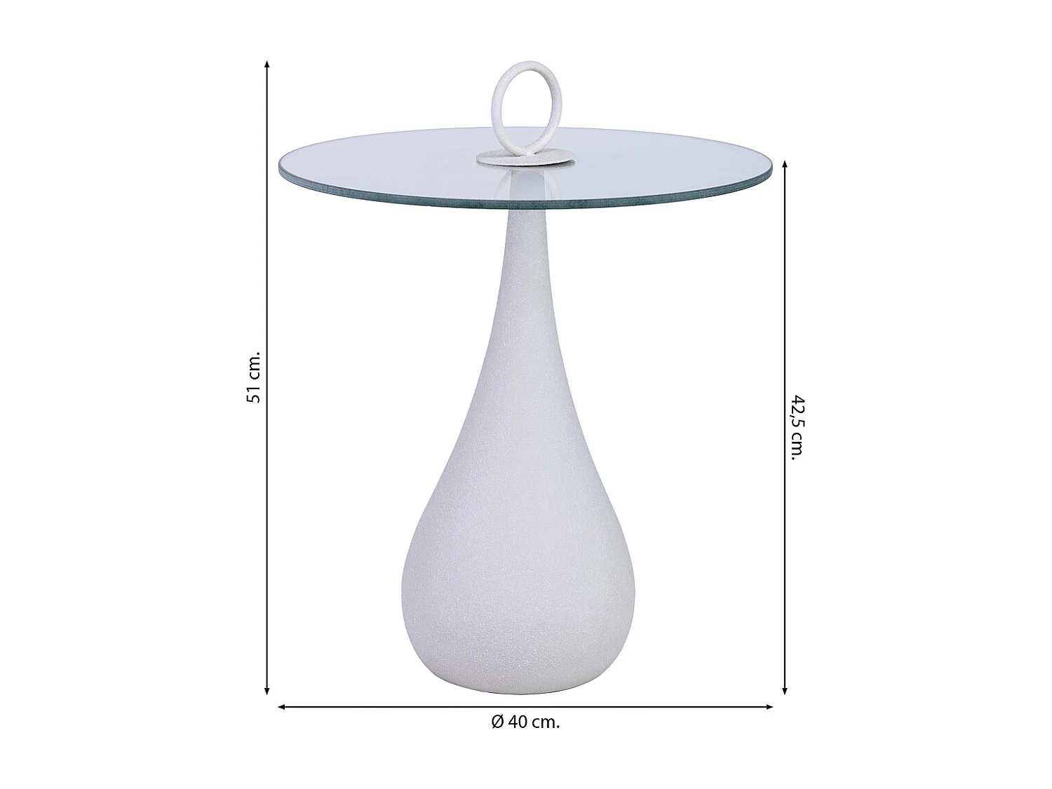 Mesa de apoio em metal e vidro 40x40x42,5/51h cm