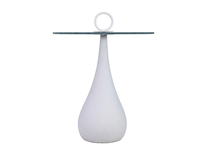 Mesa auxiliar de metal y cristal 40x40x42.5/51h cm Blanco