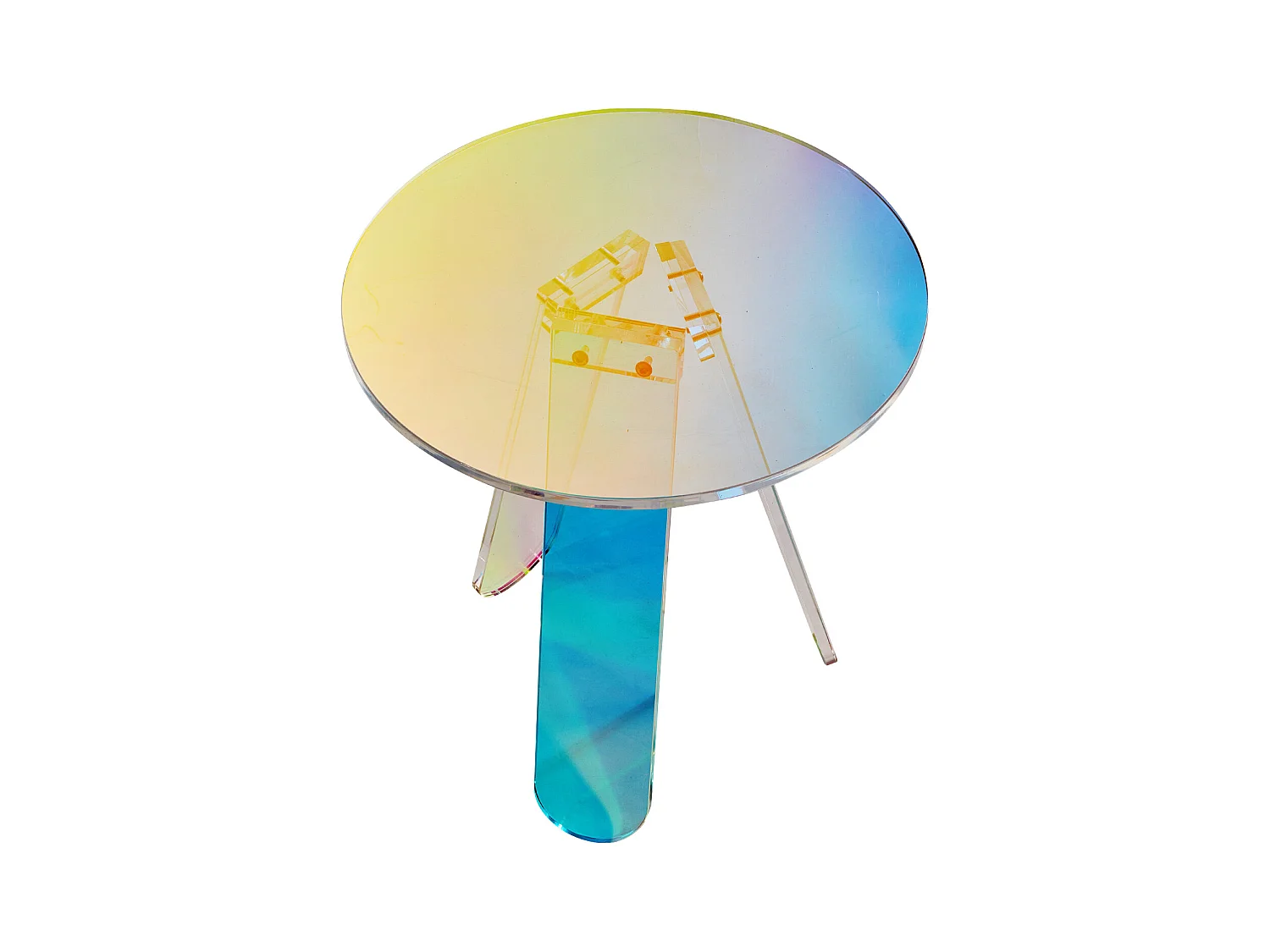 Table d'Appoint SucceBuy Ronde Irisée, Table d'Appoint en Acrylique Transparent pour Boissons, Nourriture, Collations dans le Salon, la Chambre