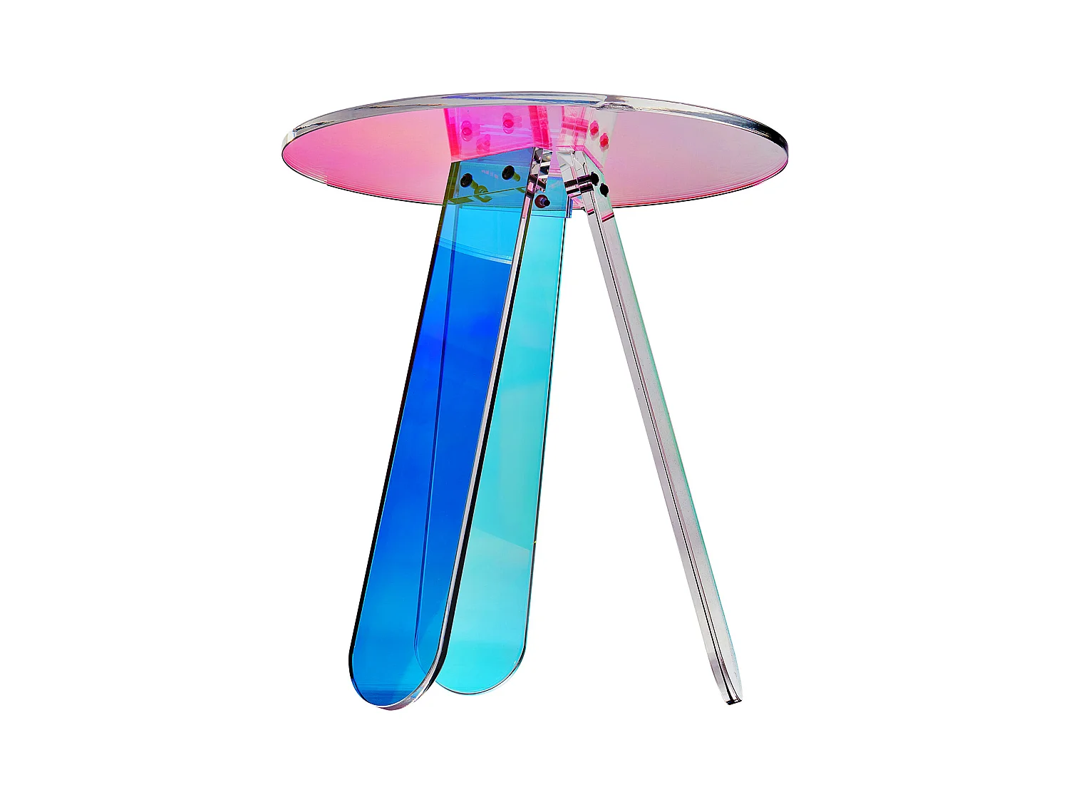 Table d'Appoint SucceBuy Ronde Irisée, Table d'Appoint en Acrylique Transparent pour Boissons, Nourriture, Collations dans le Salon, la Chambre