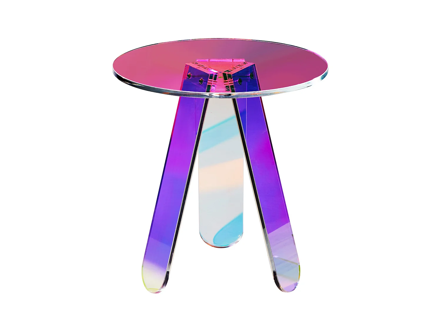 Table d'Appoint SucceBuy Ronde Irisée, Table d'Appoint en Acrylique Transparent pour Boissons, Nourriture, Collations dans le Salon, la Chambre