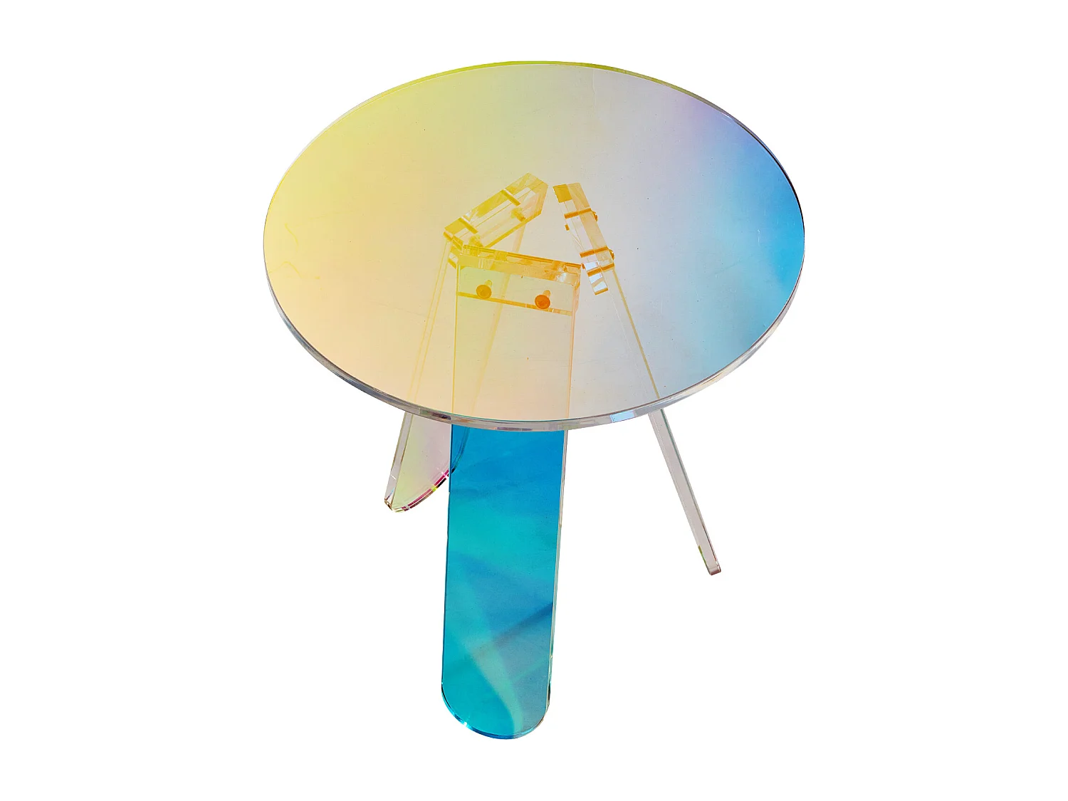 Table d'Appoint SucceBuy Ronde Irisée, Table d'Appoint en Acrylique Transparent pour Boissons, Nourriture, Collations dans le Salon, la Chambre