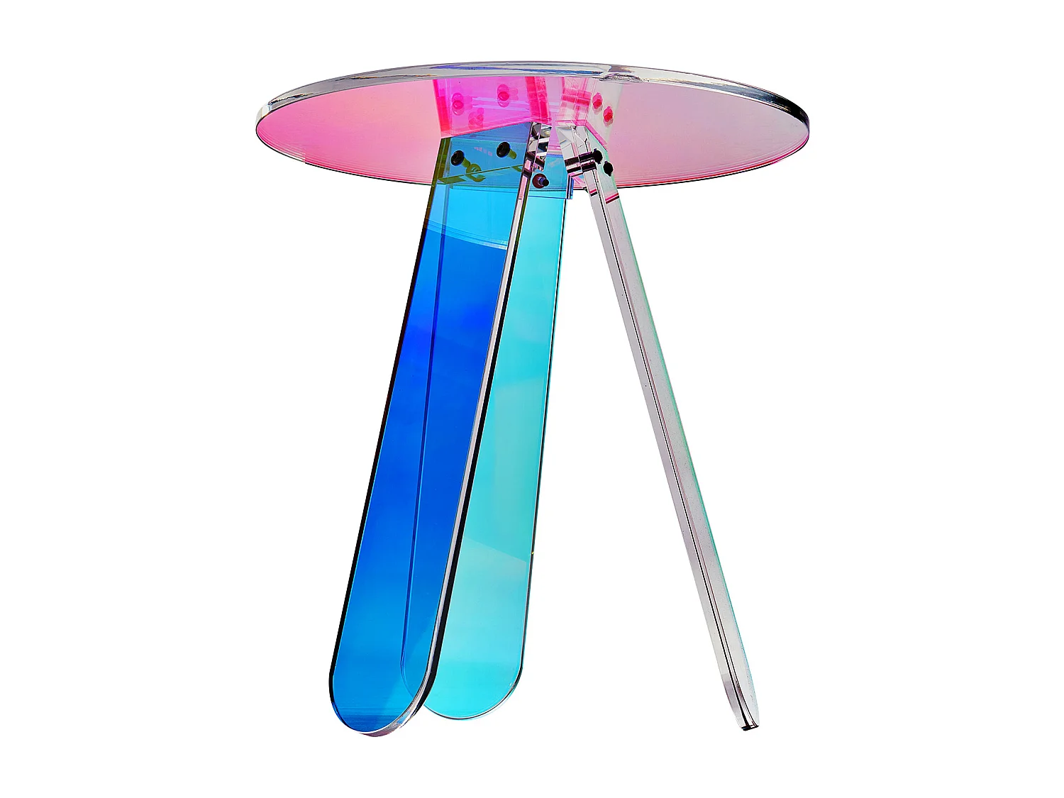 Table d'Appoint SucceBuy Ronde Irisée, Table d'Appoint en Acrylique Transparent pour Boissons, Nourriture, Collations dans le Salon, la Chambre