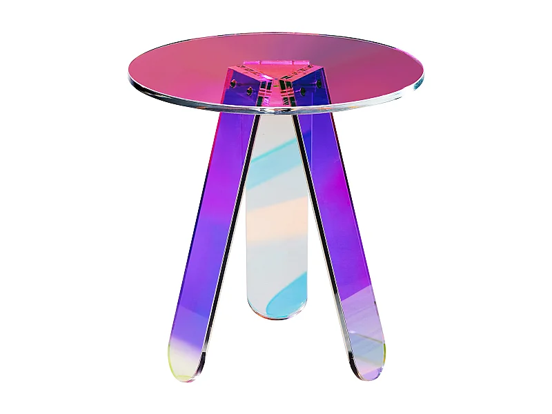 Bijzettafel SucceBuy Rond Iridescent, Bijzettafel van Helder Acryl voor Dranken, Eten, Snacks in de Woonkamer, de Slaapkamer