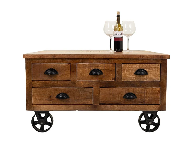 Table basse en bois marron 90x90x47