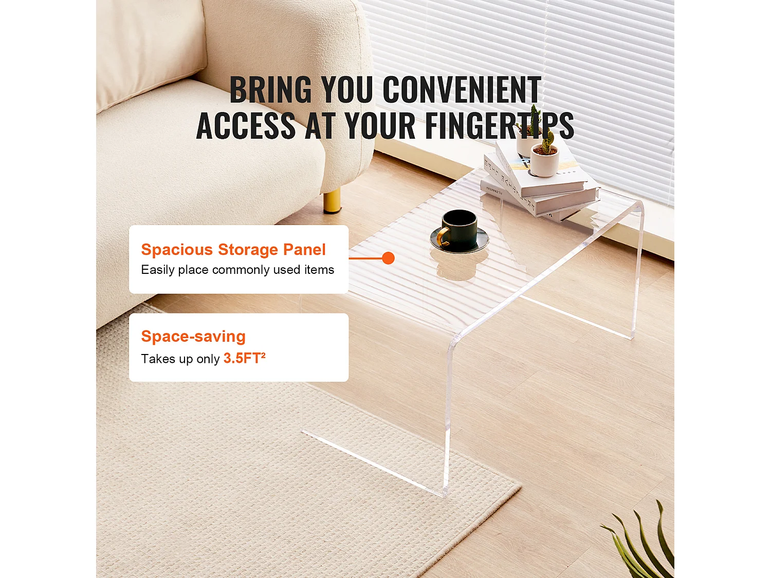 Hulptafel SucceBuy van Acryl in C-vorm SucceBuy Hulptafel Transparant Hoogte van 41CM