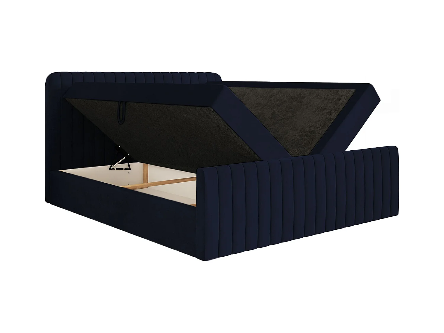 Lit continental avec surmatelas - 200x200 cm - velours marine - SALIANO