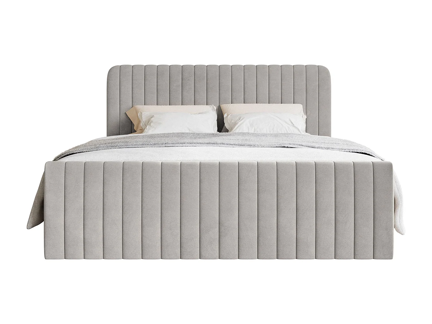 Boxspringbett 200x200 mit Bettkasten - Topper und Samtbezug - Greige - SALIANO