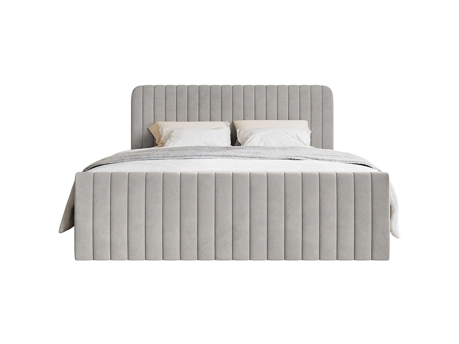 Lit continental avec surmatelas - 200x200 cm - velours grège - SALIANO