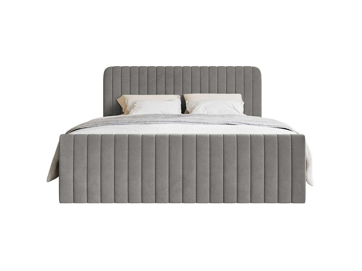 Boxspringbett 200x200 mit Bettkasten - Topper und Samtbezug - Grau - SALIANO