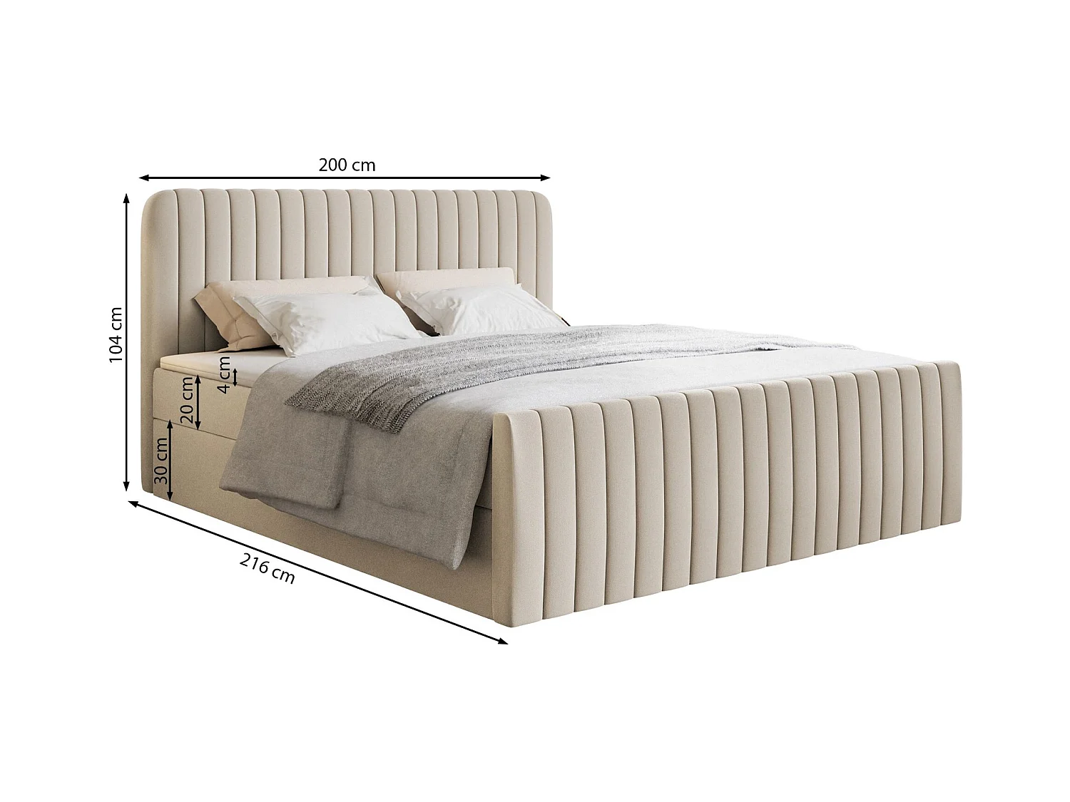 Lit continental avec surmatelas - 200x200 cm - velours olive foncé - SALIANO