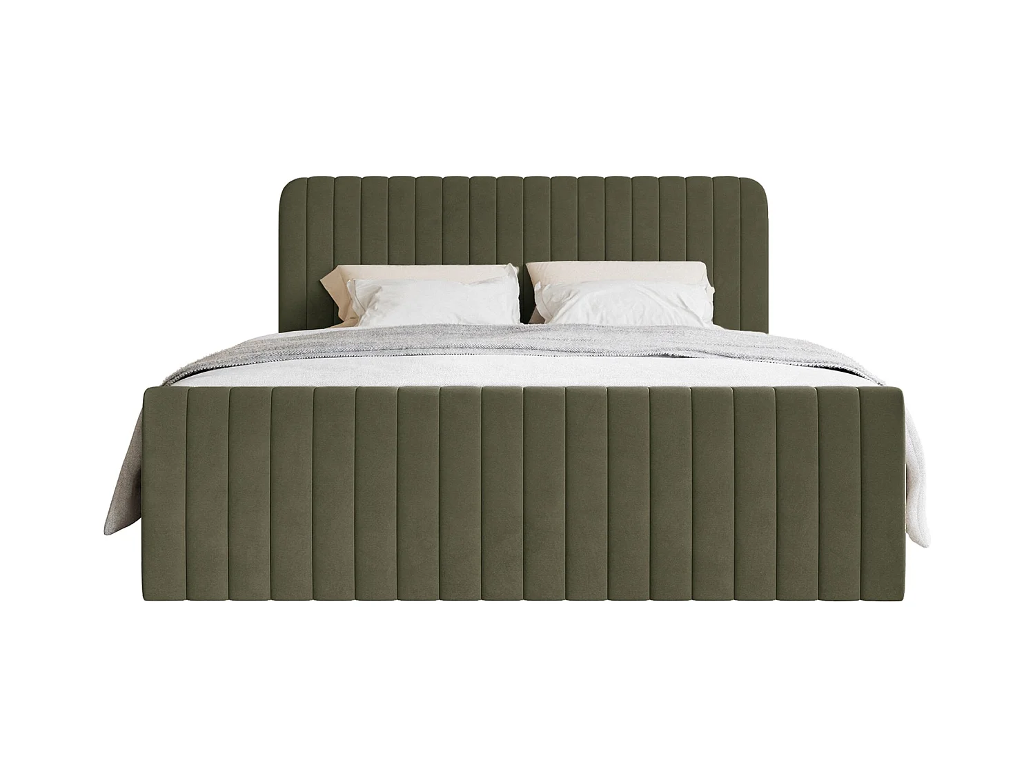 Lit continental avec surmatelas - 200x200 cm - velours olive foncé - SALIANO