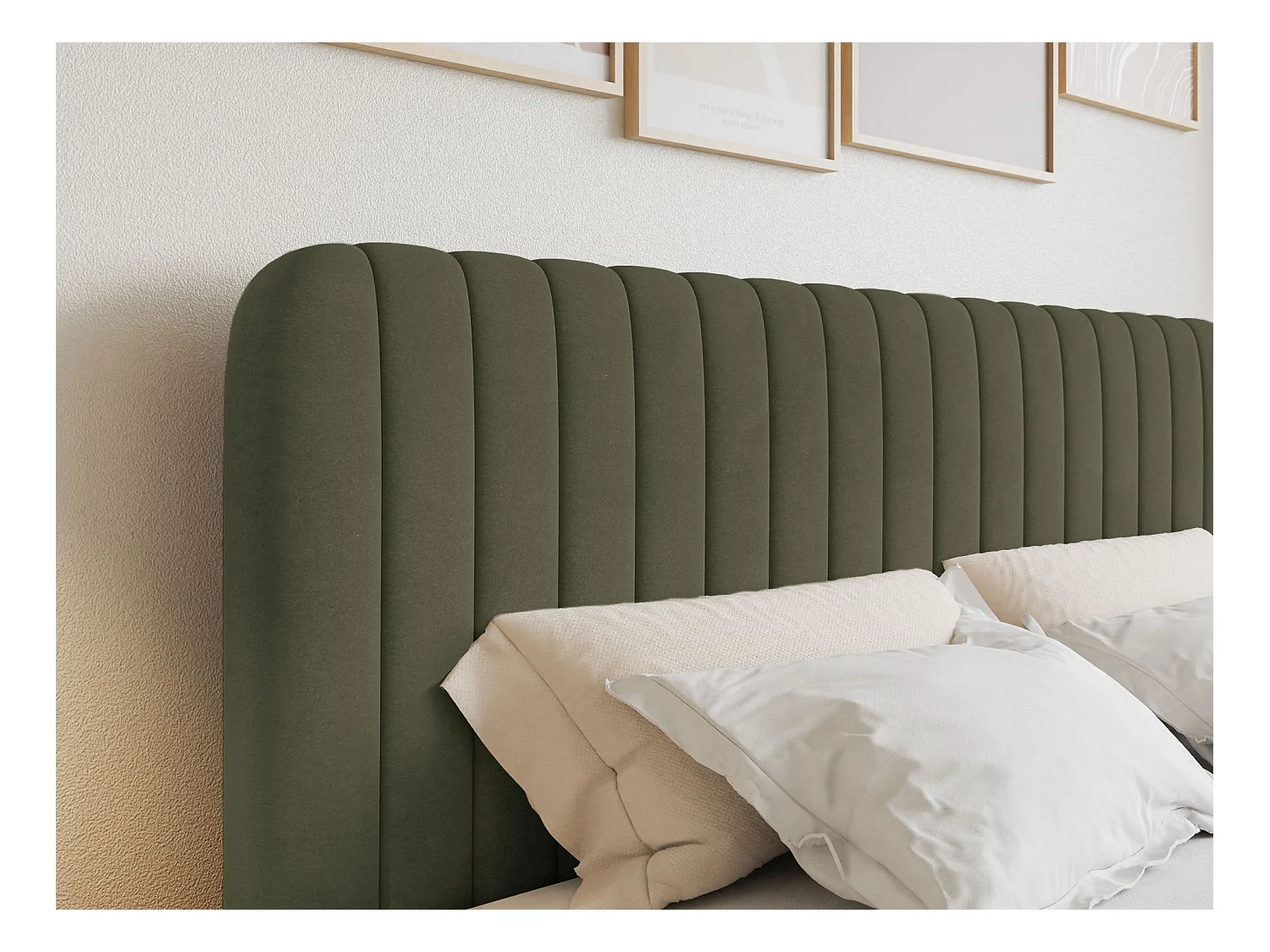 Lit continental avec surmatelas - 200x200 cm - velours olive foncé - SALIANO