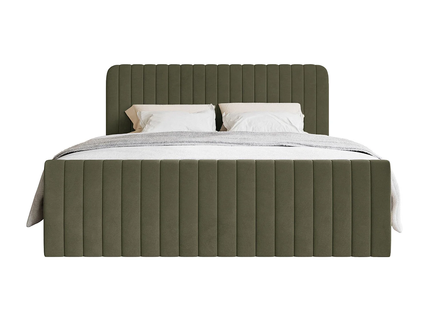 Lit continental avec surmatelas - 200x200 cm - velours olive foncé - SALIANO