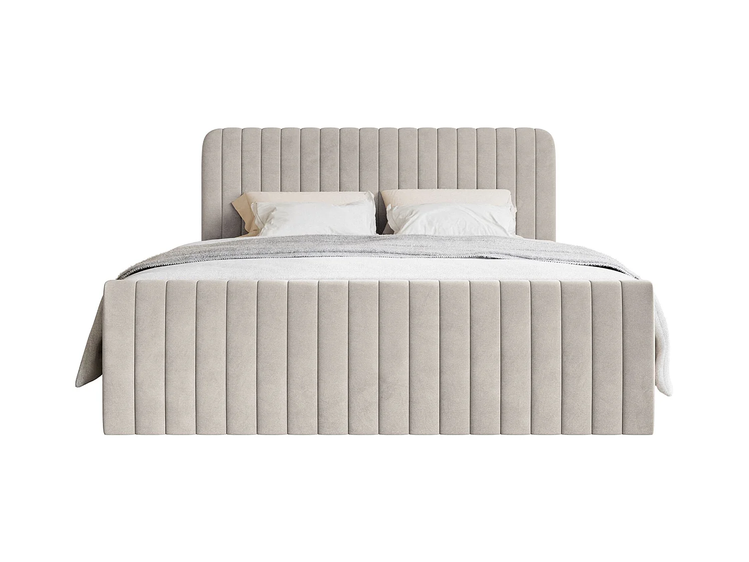 Lit continental avec surmatelas - 200x200 cm - velours beige - SALIANO