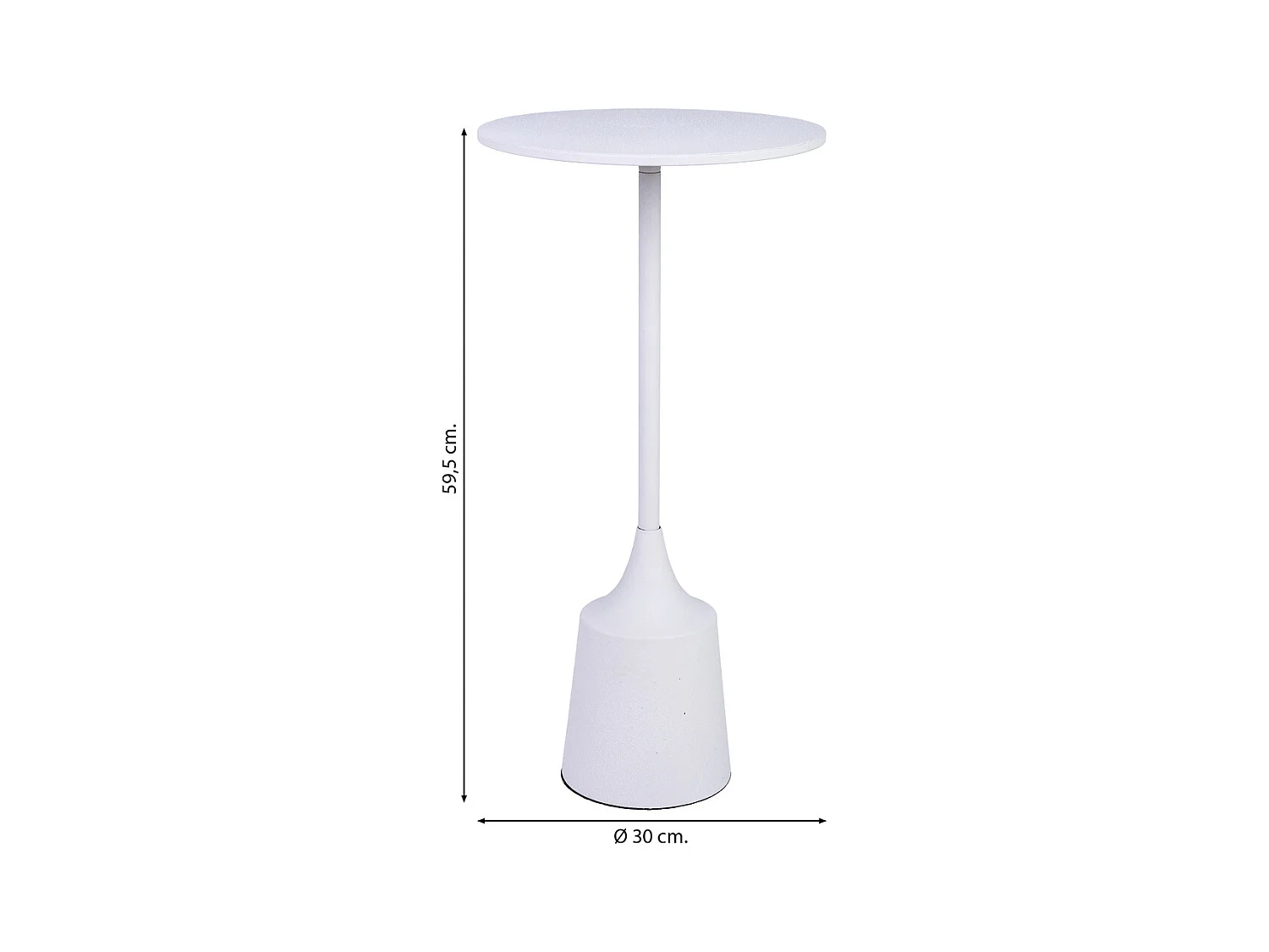 Mesa auxiliar de metal blanco 30x30x59.5h cm