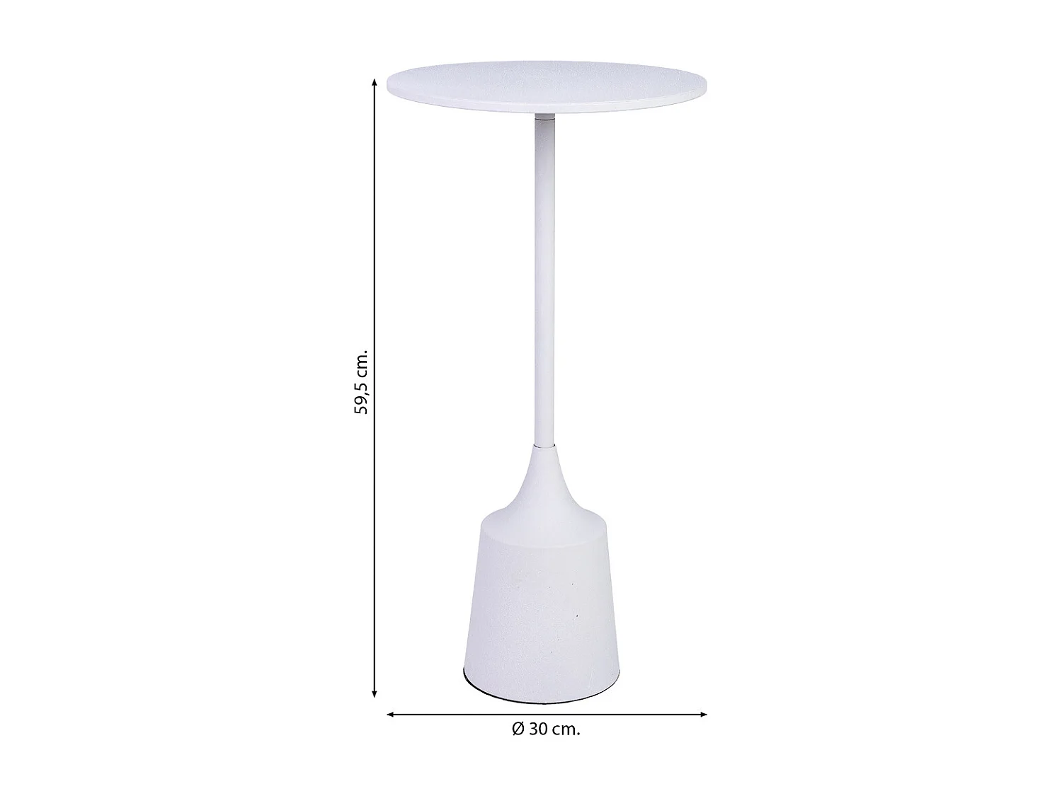 Mesa de apoio em metal branco 30x30x59,5h cm