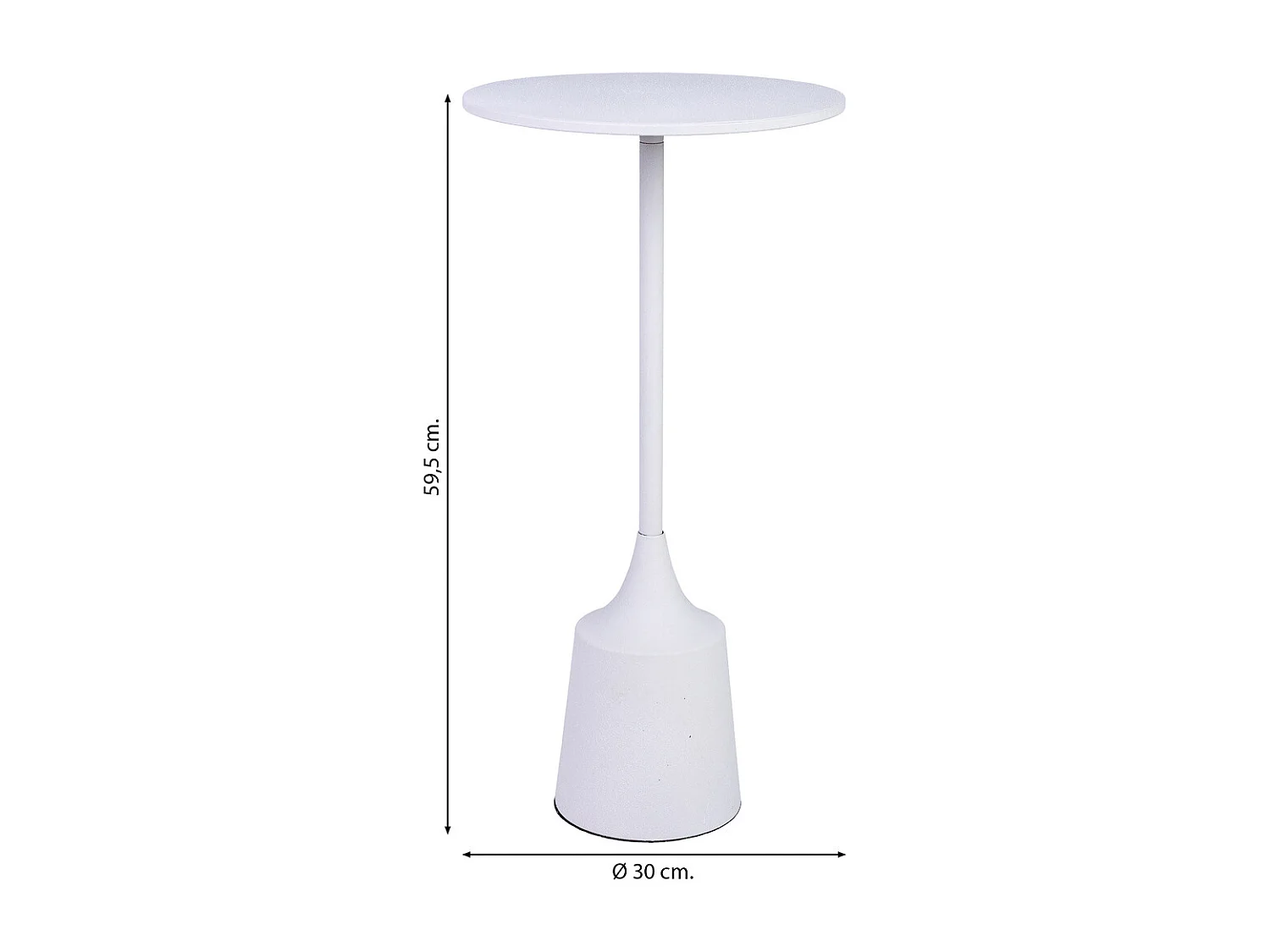 Weißer Beistelltisch aus Metall 30x30x59,5h cm