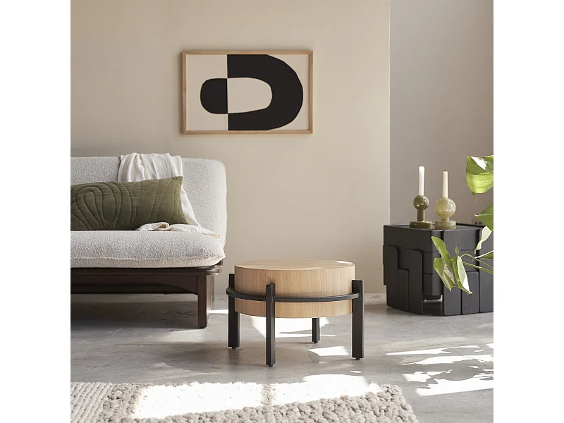 Bout de canapé en bois de teck et métal Ava