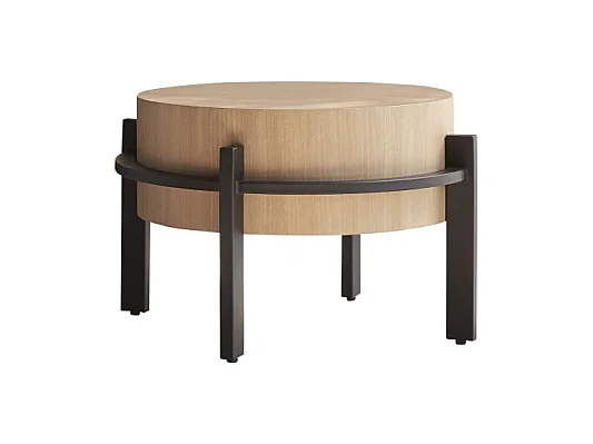 Bout de canapé en bois de teck et métal Ava