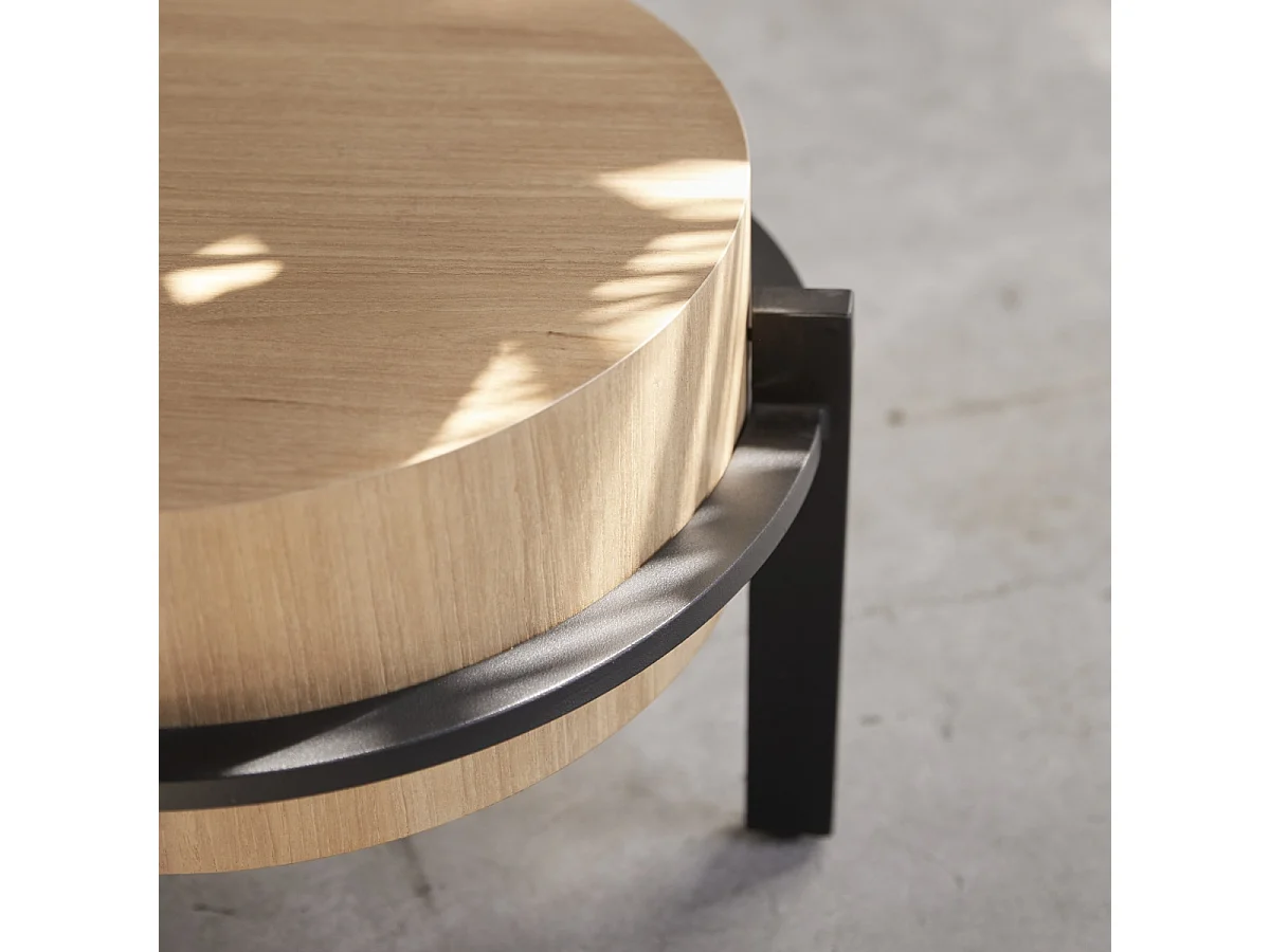 Bout de canapé en bois de teck et métal Ava