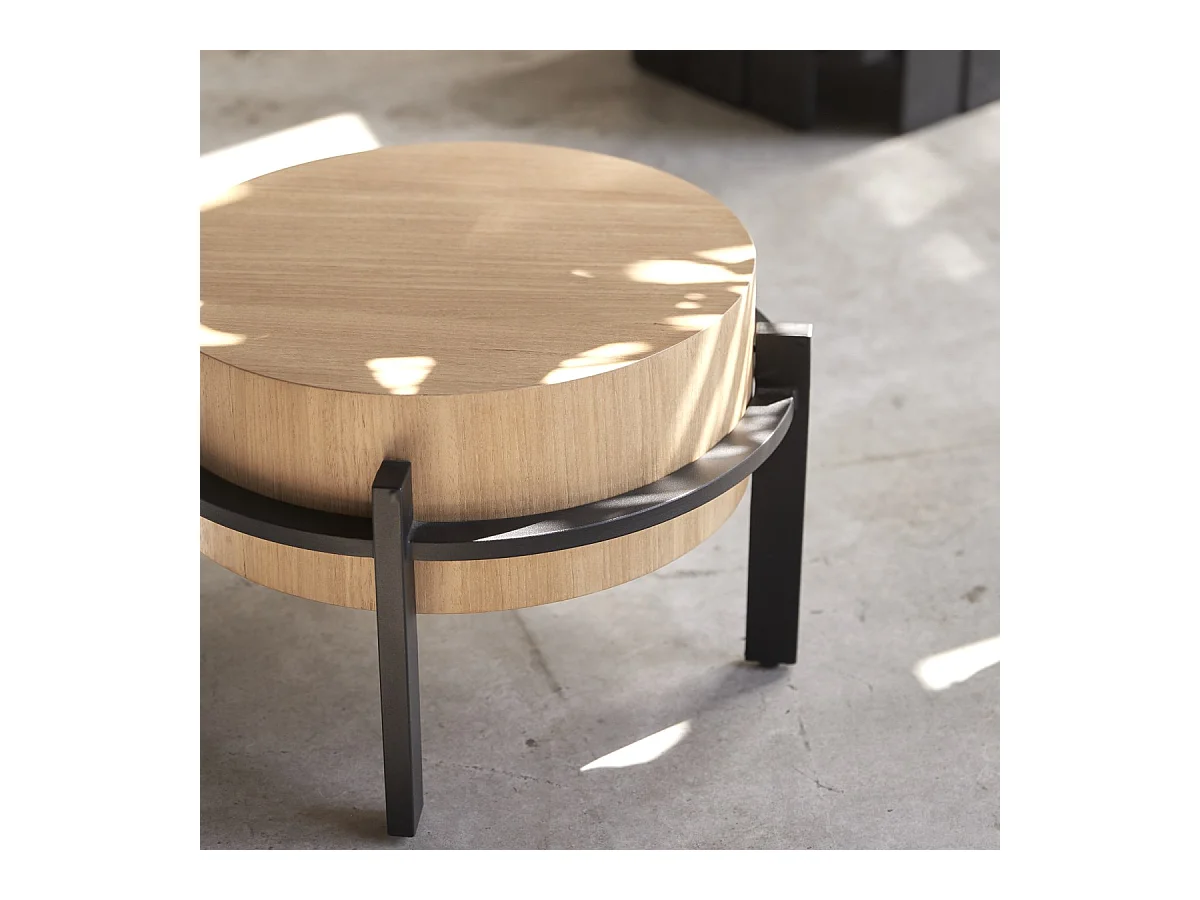 Bout de canapé en bois de teck et métal Ava