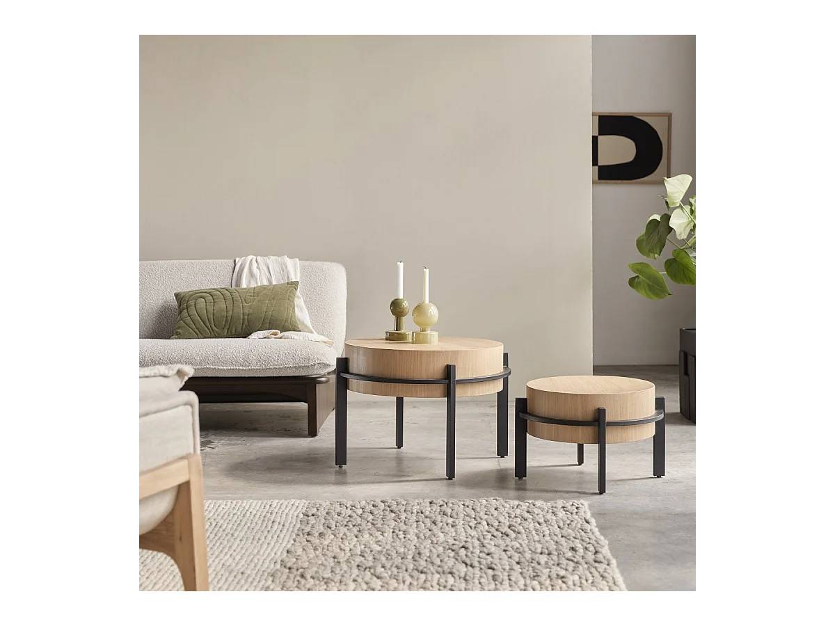 Bout de canapé en bois de teck et métal Ava