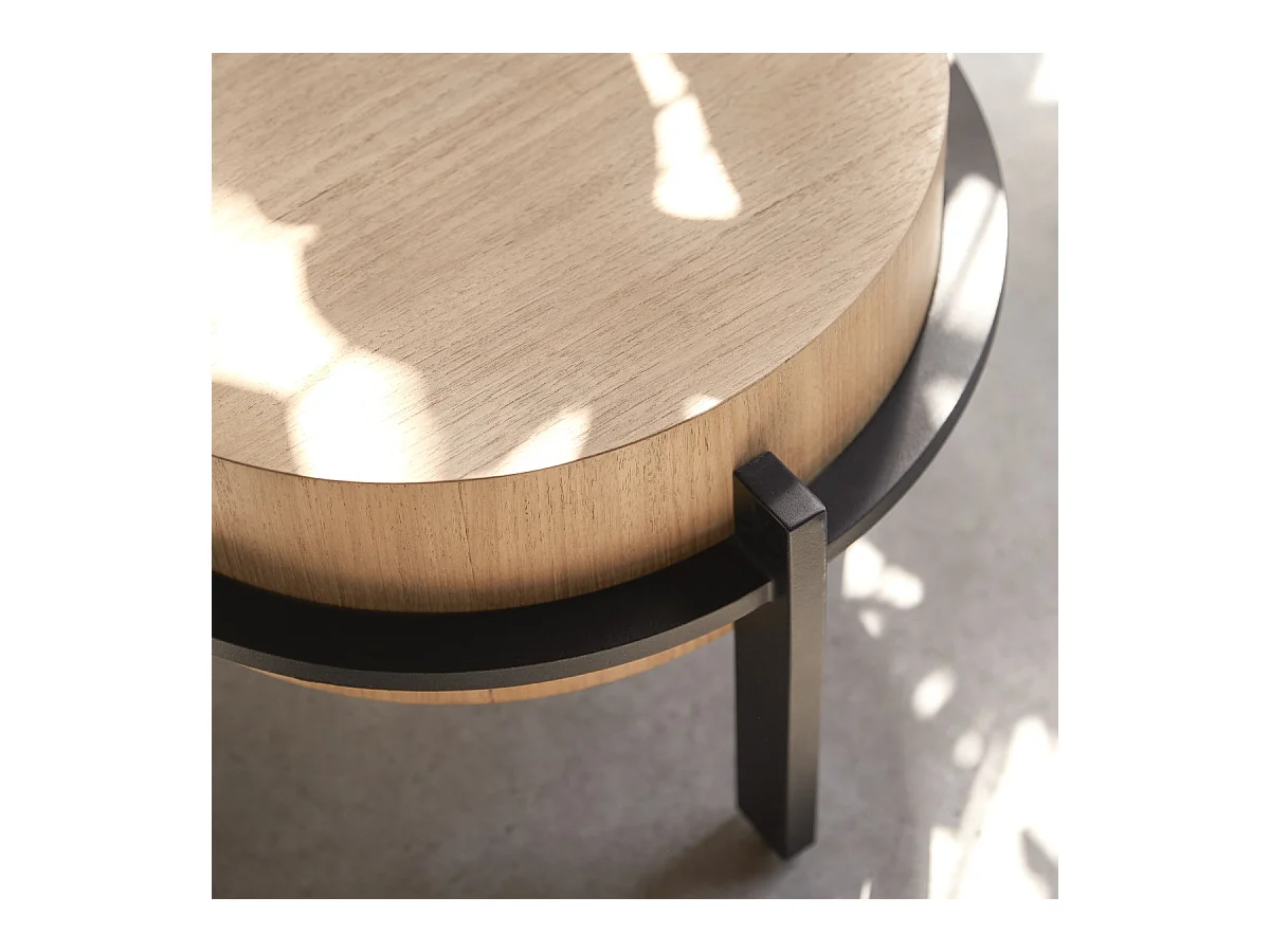 Bout de canapé en bois de teck et métal Ava